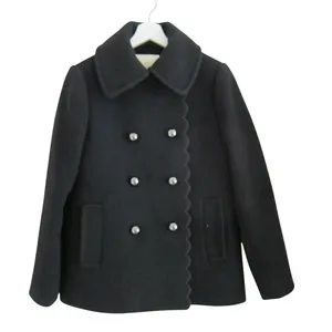Kate Spade Out West Scallop Double-Breast Peacoat Black Size Small thumbnail 2