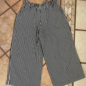 Zara Black and White Striped Wide Leg Pants thumbnail 2