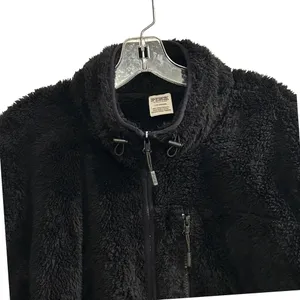 Victoria's Secret PINK Black Fuzzy Fleece Sherpa 1/4 Zip Pullover Jacket L‎ thumbnail 3