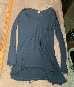 Free people we the free Blue V-Neck Long Sleeve Top medium thumbnail 1