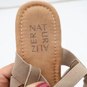 Naturalizer Sandals Womens 8.5M Galaxy Taupe Wedge Silver Ring Elastic Excellent thumbnail 6