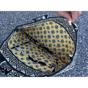 Vera Bradley Provencal Quilted Cotton Tote Bag Black Gold Floral Shoulder Bag thumbnail 4