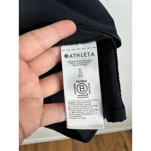 Athleta Levitate Poplin Tee Black V-Neck Smocked Puff Sleeve Top XL 798890 thumbnail 5