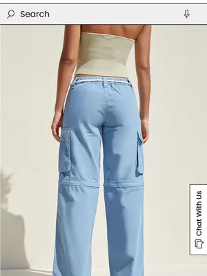 NWT Pacsun Blue Zip Off Low Rise Puddle Pants featuring convertible legs large thumbnail 4