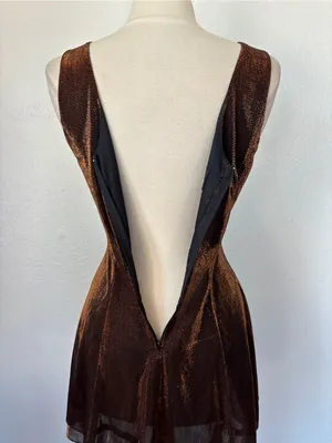Vintage 90s Brown Sparkle V-Neck Sleeveless Cocktail Dress thumbnail 5