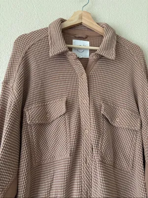 Aerie Waffle Knit Button-Front Shacket thumbnail 3