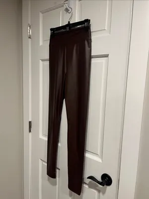 Offline by Aerie Faux Leather Hi Rise Brown Leggings Size Medium thumbnail 2