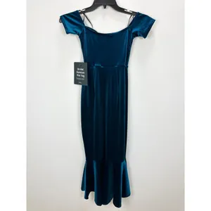 Lulus How Much I Care Dark Teal Velvet Off-the-Shoulder Midi Dress Party XS NWT thumbnail 9