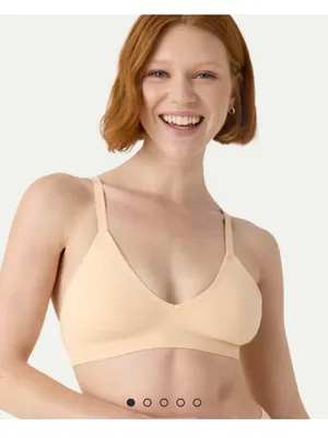 Bombas Women’s Seamless Triangle Bralette Size M/L Wheat Beige Adjustable Straps thumbnail 1
