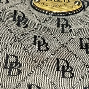 Dooney & Bourke Signature DB Monogram Drawstring‎ Bucket Shoulder Bag Black Gray thumbnail 7