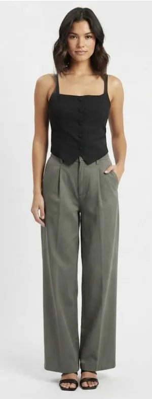 NWT Vanwell London Tailored Button-Down Vest Top - Black Size S thumbnail 1