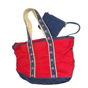 Joe Boxer red blue apples stars teacher shoulder bag patriotic tote school VTG thumbnail 1