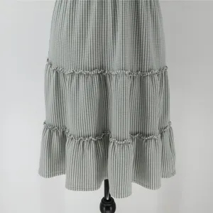 American‎ Eagle Green Gingham Dress Womens Size M Ruffle Smocked Waist Tiered thumbnail 3