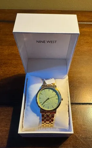 Nine West Gold-Tone Bracelet Watch with Green Face thumbnail 1