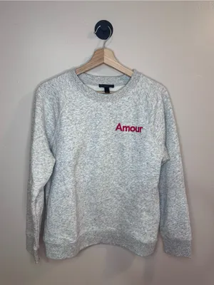 Amour Embroidered Grey Crewneck Sweatshirt thumbnail 3