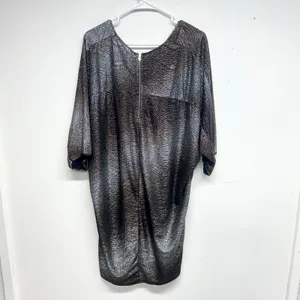 Zara Basic Evening Womens Silver/Brown Metallic Oversized Mini Dress‎ Size M thumbnail 3