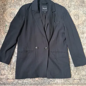 Madewell Larsen Blazer True Black Double Breasted Oversized Twill Jacket Size S thumbnail 3