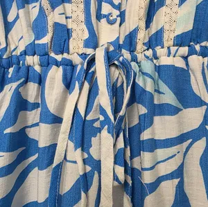 Womens Floral Print Maxi Dress Blue White Long Dress Size Small Tropical Travel thumbnail 10
