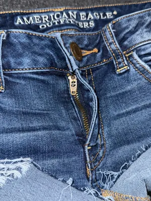 American Eagle Low Rise Micro Mini Jean Booty Shorts Distressed Sz 0 y2k grunge thumbnail 4