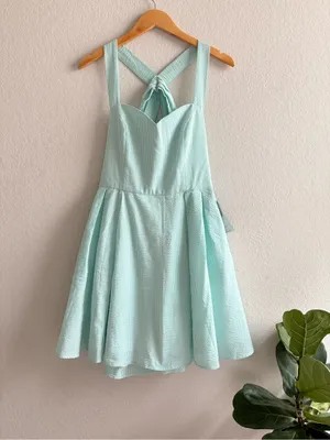 Lauren James Livingston Seersucker Green Stripe Dress Size Large NWT thumbnail 2