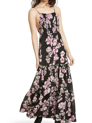 Free People Intimately FP Women’s Garden Party Black Floral Tie Strap Maxi Dress thumbnail 8