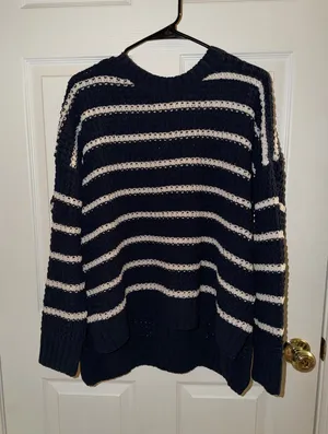 Pink Rose Navy striped sweater thumbnail 1