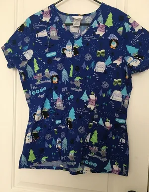 Scrubstar Women's Snow Trees Theme Scrub Top Nurse Medical 1pc Size Medium thumbnail 1
