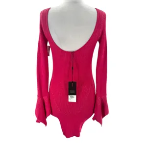 NWT Acler Sanders Ribbed Mini Bodycon Dress In Berry Tulip Sz‎ 4 thumbnail 5