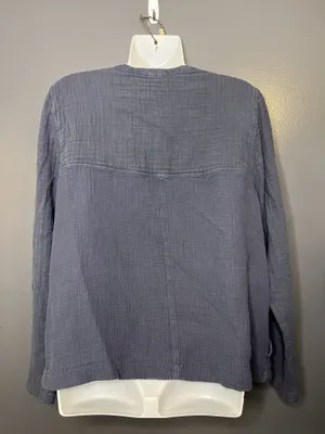 J Jill Jacket Womens Large Gray Quilted Cotton Full Zip Collarless Lightweight thumbnail 5