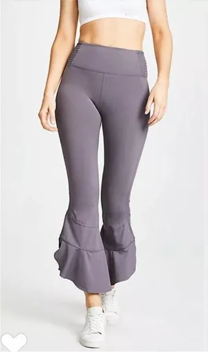 Free People Movement Starlight Pant Legging Stretch Ruffle Crop Hem Small SP thumbnail 2
