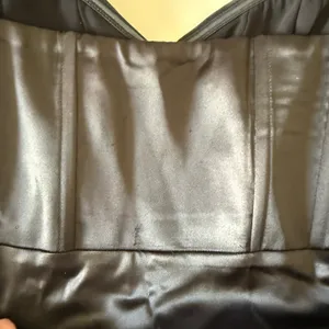 ZARA | Black Satin Corset Top Ruched Midi Skirt with Slit Cocktail Dress | Small thumbnail 9