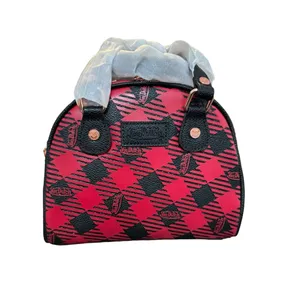 NWT! Von Dutch Red & Black Plaid Small Bowling Bag thumbnail 8