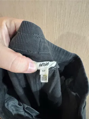 Women’s Aerie Dark Grey Oversized Wide Leg Drawstring Pants Size Small thumbnail 3