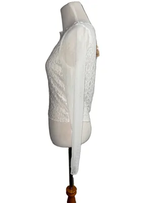 Self Esteem White Mesh Long Sleeve Top thumbnail 4