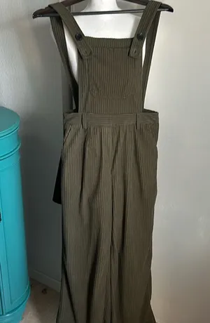 Cider Corduroy Adjustable Button Strap Casual Relaxed Backless Overalls thumbnail 1
