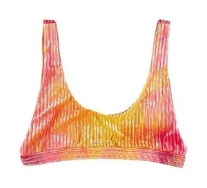 Dippin Daisys Revibe Festival Bikini Top Yellow Pink Ribbed Velvet Size‎ XL thumbnail 1