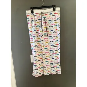 PJ Salvage‎ Womens Mustache Glasses Thermal Waffle Knit Pajama Set White Medium thumbnail 4