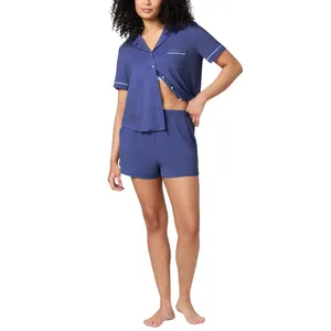 Gap Body Womens Notched-Collar Short Pajama Shirt G1294XCVMA Navy Blue S thumbnail 6