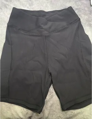 Amazon Black Crossover Biker Shorts Ribbed thumbnail 9