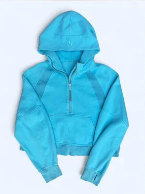 Lululemon Scuba Oversized Half‑Zip Hoodie Cropped Tidal Teal Activewear XS/S thumbnail 5