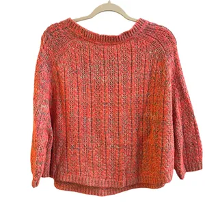 Moth Anthropologie Neon Orange Marled Knit Sweater Pockets XL‎ Raglan Boho Boxy thumbnail 5