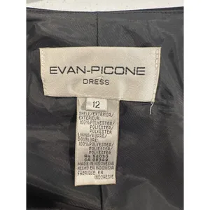 Evan Picone Black Midi Dress 12 Sheer Sleeve Asymmetrical Hem Y2K Cocktail LBD thumbnail 2