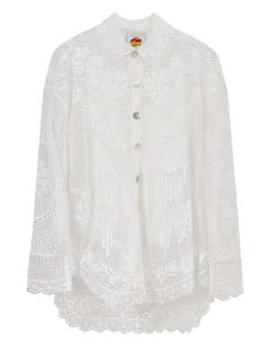 New Farm Rio Landscape guipure lace shirt off white sz XS thumbnail 1