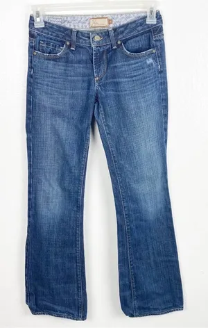 PAIGE Hollywood Hills Distressed Mid Rise Jeans 25 Neutral Casual Concert thumbnail 1