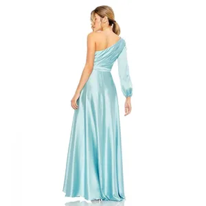 NWT Mac Duggal 49141 French Blue One Shoulder Flowy Gown Dress Size 6 thumbnail 7