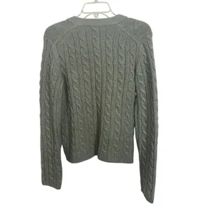 Abercrombie Fitch Fisherman Green Cable Knit Button Cardigan Small Wool Blend thumbnail 2