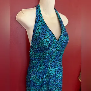 Y2K Mermaidcore sequin halter dress Green thumbnail 2
