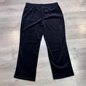 Halston Womens‎ Black Ribbed Velour Wide Leg Lounge Pants XLarge XL thumbnail 2