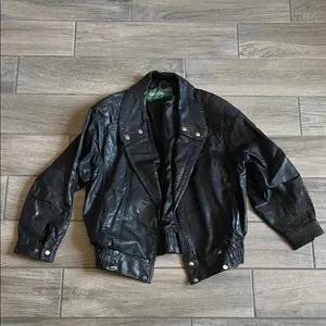 Black Bomber Varsity Jacket with Vintage Appeal thumbnail 1