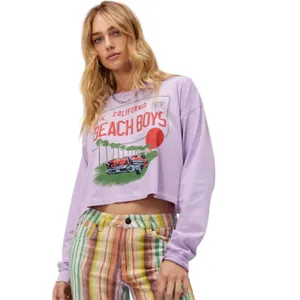 Daydreamer LA Women's Beach Boys License Plate Crop L/S Merch Tee Lavender S $98 thumbnail 3
